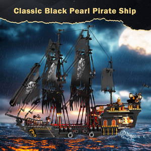 JMBricklayer Bateau pirate en perles noires avec lumières, 1713 pièces, kit de construction de modèle de bateau MOC, collection, décoration de la maison, cadeau - Product Image 2