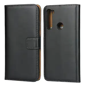 Genuine Real Leather Flip Case For Xiaomi Redmi Note 8 Mobile Phone Wallet Cover With Card Holder