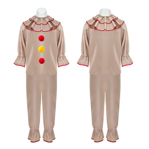 Costume de cosplay effrayant pour enfants, Joker Pennywise, <span class=keywords><strong>film</strong></span> d'<span class=keywords><strong>horreur</strong></span>, fantôme, manches bouffantes, col en tulle, haut avec pantalon pour Halloween, carnaval - Product Image 2