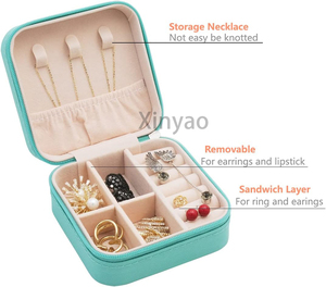 Biểu Tượng Tùy Chỉnh Mini Đồ Trang Sức Du Lịch Trường Hợp Nhỏ Xách Tay Jewellry Tổ Chức Hiển Thị Hộp Lưu Trữ Cho Nhẫn Bông Tai Dây Chuyền Quà Tặng - Product Image 4