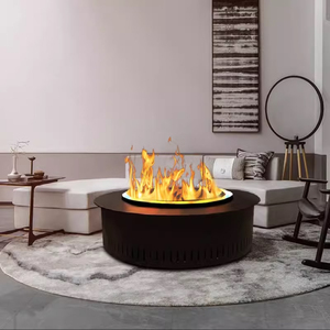Cheminée moderne ronde à vapeur d'eau, autoportante, flamme artificielle à vapeur, sans chauffage, foyer décoratif pour villa, jardin et terrasse d'hôtel - Product Image 2