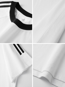 MT2594 Nuevo Diseño, Camisetas a Rayas de Algodón 100% de 250 GSM, Talla 3XL, Personalizadas al por Mayor, Camisetas con Contraste de Color - Product Image 4