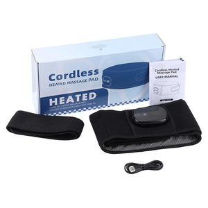 Wireless Cordless Heated Massage Pad Portable Oval Elastic Strap <b>USB</b> Rechargeable Thermostat Control Back Neck Knee Pain Relief - Product Image 2