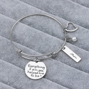 Loftily joyería regalos todo lo que soy <span class=keywords><strong>te</strong></span> me ayudó a ser grabado de la barra accesorios de moda pulsera para madre día - Product Image 5