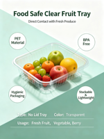 Boîte d'emballage carrée personnalisée en PET de qualité alimentaire pour fruits et légumes avec couvercle, transparente, capacité personnalisable