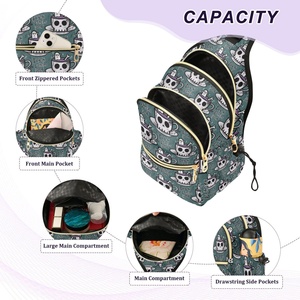 New Arrival Custom Skull Print Trendy Fashion <b>Men</b> Sling <b>Bags</b> Polyester Waterproof Sport Casual Shoulder Crossbody <b>Bag</b> - Product Image 4