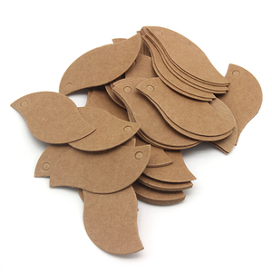 Mini etiquetas colgantes de papel Kraft 100 unids/lote, pegatina adhesiva con patrón de hoja marrón blanca, cartón para ropa, fabricación de tarjetas de boda - Product Image 1