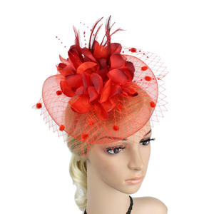Chapeaux fascinateurs orange Halloween pour femmes avec voile, bandeau à plumes, couvre-chef pour fête du thé, Derby - Product Image 3