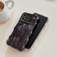 Luxe Ondulé 3D Météorite Placage Étui Souple pour iPhone 12 13 14 15 16 17 Pro Max Anti-Chute Protection Complète Paillettes Couverture Brillante