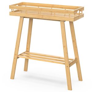 Bamboohomie support de plante en bambou intérieur 2 niveaux plante <span class=keywords><strong>Table</strong></span> pour fenêtre intérieure grande plante banc étagère porte-Pot de fleur - Product Image 1