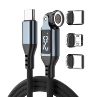 Cable de Carga Rápida de 48V 5A 240W, USB-C a IOS, Micro y Tipo-C, 3 en 1, Rotación de 540°, Cable de Datos para Teléfono y Portátil con Pantalla LED