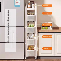 Étagère de rangement multi-niveaux ultra-étroite avec tiroir latéral, petite armoire roulante pour cuisine et salle de bain