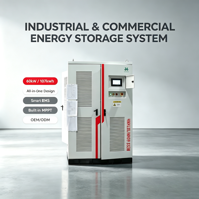 Industrial and Commercial Outdoor Cabinet System Lifepo4 Battery 60kW 107kWh BESS High Voltage Energy Storage With 60kW MPPT