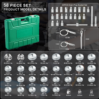 58 Uds herramientas de mano de acero antideslizante filtro de aceite tapa de llave Kit de reparación de automóviles herramientas de vehículos