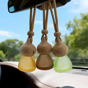 <b>Car</b> Air Freshener Pendant Empty <b>Bottle</b> Conical Shape Wooden Cap Glass <b>Diffuser</b> For Interior Decoration Custom Logo Available - Product Image 3