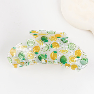 Pinzas para el pelo con estampado de frutas coreanas, bonitas y sencillas, con diseño de cereza, pinzas de tiburón para niñas y mujeres, decoración de cola de caballo de acrílico, joyería - Product Image 6