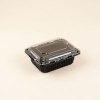 Boîte d'emballage en plastique PET écologique avec couvercle transparent noir et blanc 175x137x70mm pour biscuits, pâtisseries, fruits, pain, sushis, salades, gâteaux