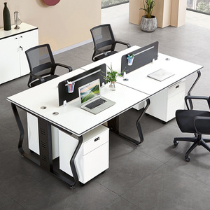 Nội thất văn phòng bàn văn phòng đơn giản hiện đại bốn người máy trạm máy tính bàn với bảng điều khiển - Product Image 4