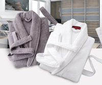 Peignoir de spa pour femme 100 % coton velours, logo personnalisé, motif lettres/à pois, finition délavée, manches longues, longueur intégrale, pour salon de beauté
