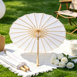 Parasol en papier pour mariage, en vrac, blanc, en papier huilé de bambou, style vintage chinois et japonais, pour décoration DIY et fêtes - Product Image 2