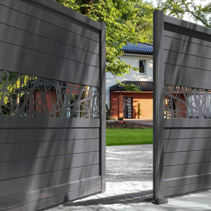 <span class=keywords><strong>Portail</strong></span> battant motorisé en aluminium moderne pour entrée résidentielle, allée automatique, sécurité extérieure, robuste, thermolaqué - Product Image 1