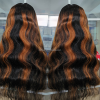Perruque frontale en dentelle HD 13x4, ondulée, couleur bordeaux ombré, avec nœuds blanchis, en cheveux humains bouclés, vente en gros