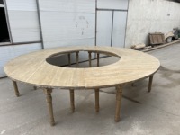 Mesa de granja curva de madera serpentina de estilo francés rústico para jardín granja boda fiesta Hotel comedor Picnic eventos