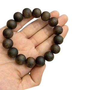 Pulsera de madera de agar de estilo vintage de Vietnam, cuentas redondas de 12-15mm, accesorios perfumados cálidos y sin aceite - Product Image 1