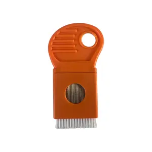 Plastic Handle Stainless Steel Needles Protected Lice Nits Louse Flea Comb With Nylon Self Clean Brush