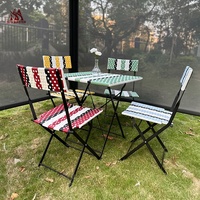 Mobilier de jardin Table pliante portable en rotin Ensemble table et chaise pliante patio plage café camping piscine salle à manger en métal