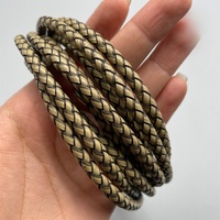 Cordon en cuir de vachette tressé véritable, style vintage rétro, pour la création de bijoux et composants