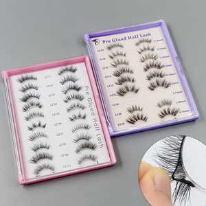 Cils demi-bande Thamel pré-collés en PBT, imperméables, auto-adhésifs, réutilisables, sans cruauté, faits à la main, bande en plastique transparente, effet 3D, 3-10 - Product Image 1