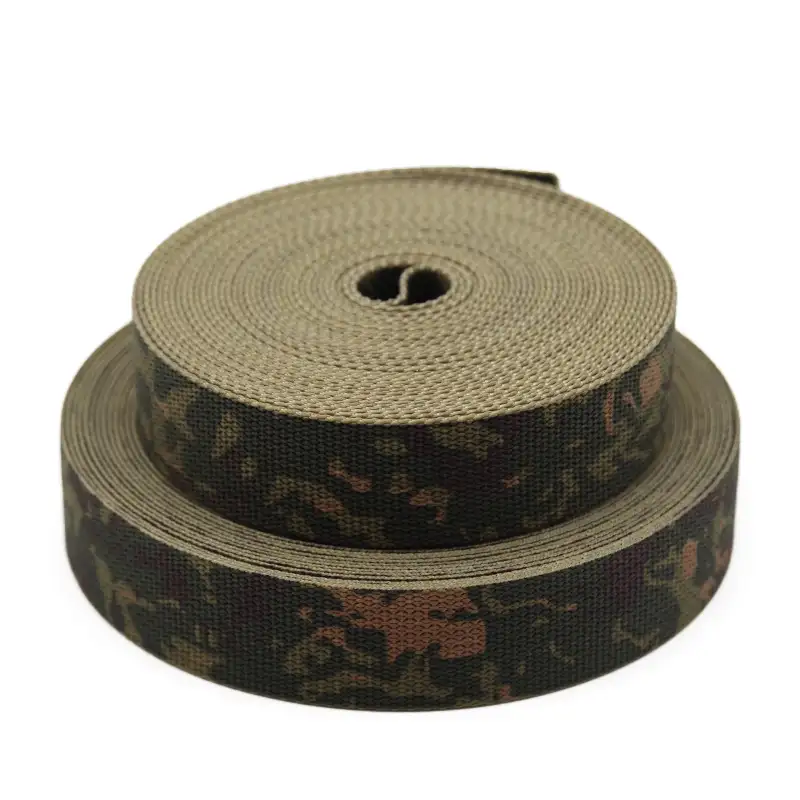 Camo Fabric Weave Camo Mil Spec Thick Green Army Tactical Fabric Belt Jacquard Polyester Military Camouflage Nylon Webbing