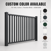 Panneau de clôture en aluminium à barres verticales, couleur RAL personnalisée, revêtement en poudre, clôture de sécurité pour jardin et piscine extérieurs, OEM