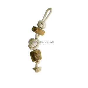 Twins <b>Rope</b> Bone Coffee Wood Dog Chew with Cotton <b>Rope</b> Durable Eco Friendly Dog Toy for Aggressive Chewers - Product Image 3