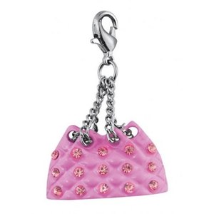 Ciondolo per Borsa Trapuntato Rosa con Strass e Chiusura Argento, Charm Moda - Product Image 1