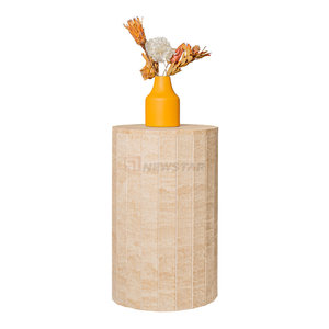 Piedistallo in <span class=keywords><strong>Travertino</strong></span>, Espositore Alto Rotondo, Tavolino Laterale in Marmo, Supporti per Piedistalli - Product Image 3