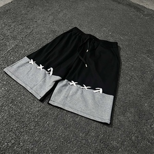 Shorts Bermuda pour homme à blocs de couleur avec ourlet à lacets et taille à cordon de serrage, décontractés, en molleton - Product Image 3