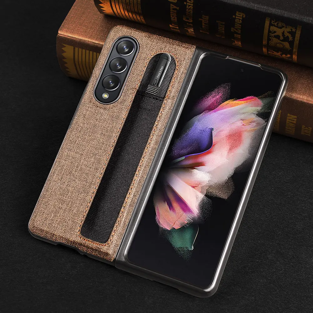 new cheap screen protector waterproof leather cover 5g cover samsung galaxy z fold 2 3 case with penslot