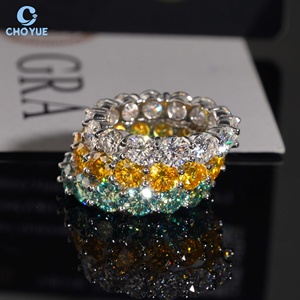 Anillos de Eternidad con Moissanita VVS, Plata 925 con Baño de Rodio, Corte Brillante Redondo, Engaste Pavé, Joyería de Lujo para Mujer - Product Image 3