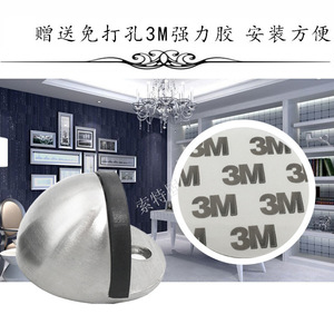 Stainless Steel Door Stop Hemispherical Floor <b>Mount</b> With Rubber Strip For Door Protection - Product Image 2