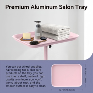 Chariot de Salon de Coiffure Moderne en Aluminium avec Plateaux Verrouillables, Chariot de Rangement Mobile à 4 Roues pour Salons Commerciaux - Product Image 6