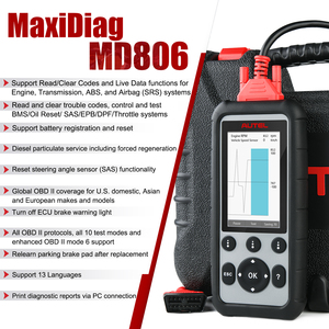 Lector de Códigos OBD2 MaxiDiag MD806 Pro para ABS/SAS/EPB/BMS/Reinicio de Aceite y Transmisión - Compatibilidad Universal, Actualización Gratuita en Línea - Product Image 3