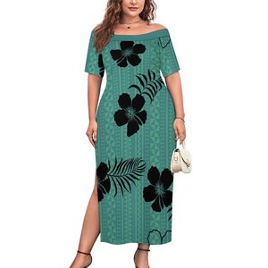Precio barato Color sólido Escote <span class=keywords><strong>de</strong></span> un hombro Vestido con abertura alta Vestido <span class=keywords><strong>de</strong></span> <span class=keywords><strong>fiesta</strong></span> <span class=keywords><strong>de</strong></span> noche <span class=keywords><strong>de</strong></span> estilo tropical Hawaiano personalizado Vestido sexy - Product Image 3