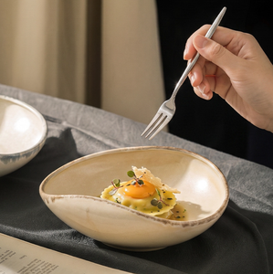 Bol en grès céramique vintage irrégulier, glaçure réactive, pour salade et soupe, logo personnalisé pour hôtels et restaurants haut de gamme, vente en gros - Product Image 5