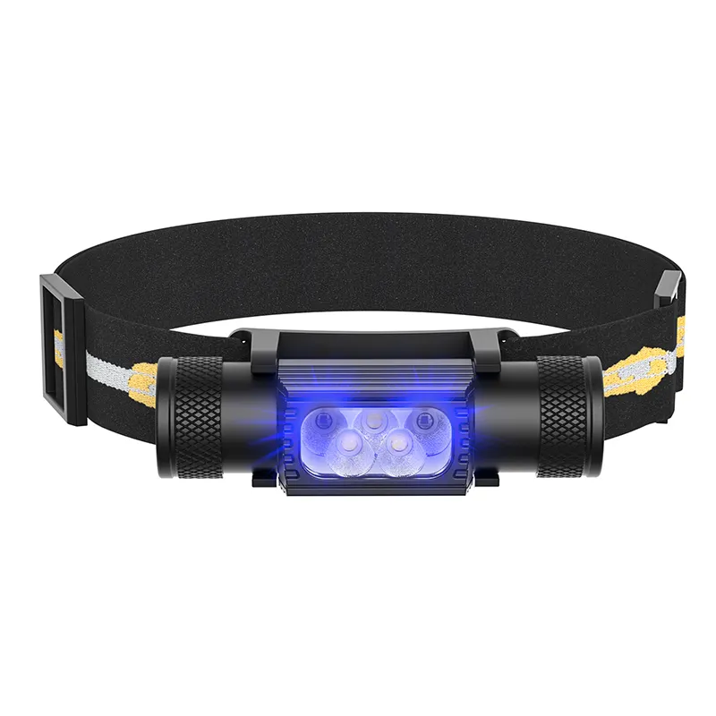 5leds Rechargeable LED Headlamp Type-c Charging Head Lights Blue Color Powerful Headlamp for Fishing