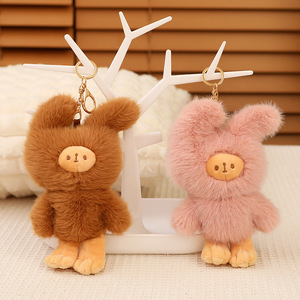 Portachiavi Peluche Coniglio <span class=keywords><strong>e</strong></span> Orso, Ciondolo Coppia <span class=keywords><strong>di</strong></span> Conigli Carini, Charm per Zaino Studenti, Bambola, Regalo. - Product Image 2