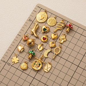 Moda 18K placcato oro misto <span class=keywords><strong>serie</strong></span> racchetta <span class=keywords><strong>cuore</strong></span> piedi in acciaio inox ciondolo di fascino per le donne gioielli fai da te fare accessori - Product Image 2