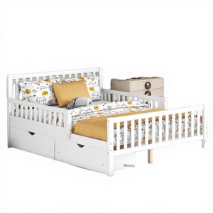 Hochwertiges Doppelbett aus Massivem Kiefernholz Umweltfreundliches Modernes Plattformbett mit Beidseitigen Schutzgeländern und Zwei Aufbewahrungsschubladen - Product Image 2