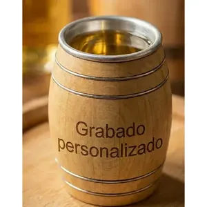 Vasos de chupito de madera The Barrel House, 3 oz, interior de aluminio, forma única, paquete de 10, estilo vintage para fiestas de cócteles - Product Image 2